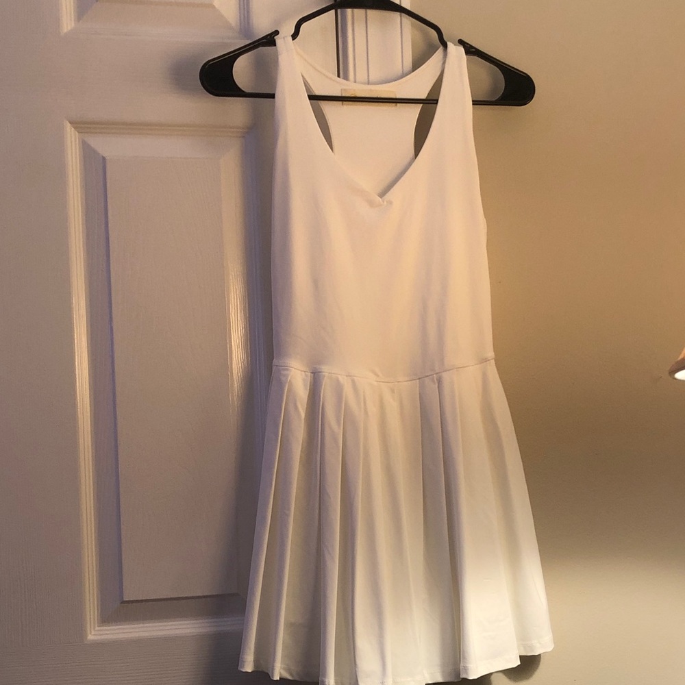Ocean Drive White Sleeveless V-Neck Pleated Mini Dress
